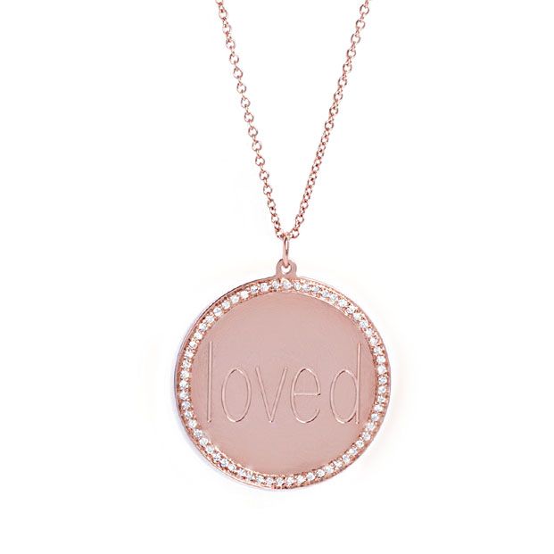 Genevieve Lau jewelry.  Gold loved pendant necklace with diamonds.