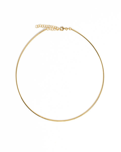 Gold necklace on a white background