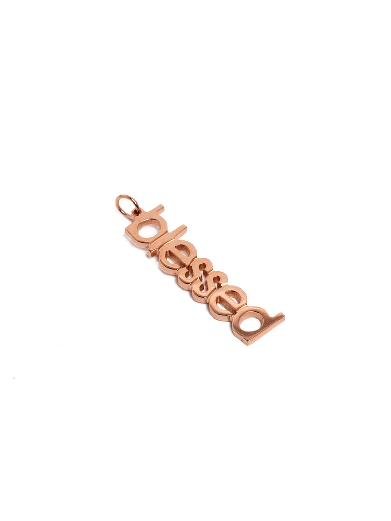Genevieve Lau jewelry, Blessed charm, gold charm, rose gold charm, rose gold Blessed charm