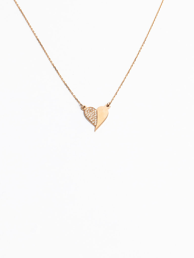 Genevieve Lau jewelry. Gold heart with diamonds.  Heart necklace.  