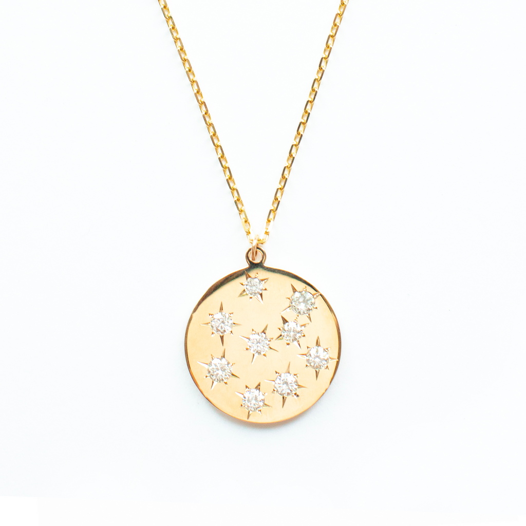 Genevieve Lau Jewelry. Big Sky Starburst Grand. Gold necklace.  Gold diamond necklace.  Star necklace.  Star jewelry.  