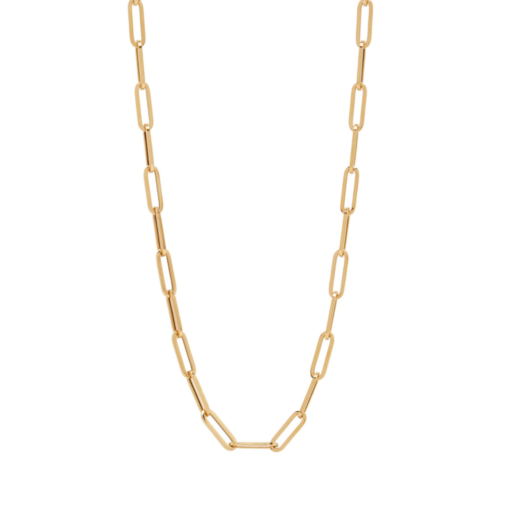 Genevieve Lau Jewelry.  Hollow paperclip necklace.  Hollow gold chain.  Gold chain necklace.  