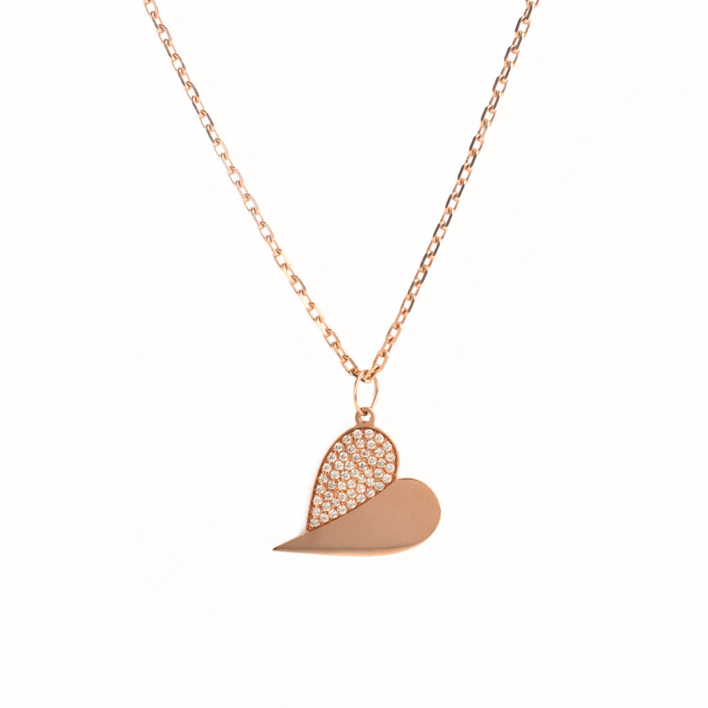 Genevieve Lau Jewelry, Solid Gold Charm with 14K gold chain. For every heart necklace sold, one is donated to a child with CHD through Evan’s Fund at Boston Children’s Hospital. 20 inches. Solid 14 K gold and white diamonds